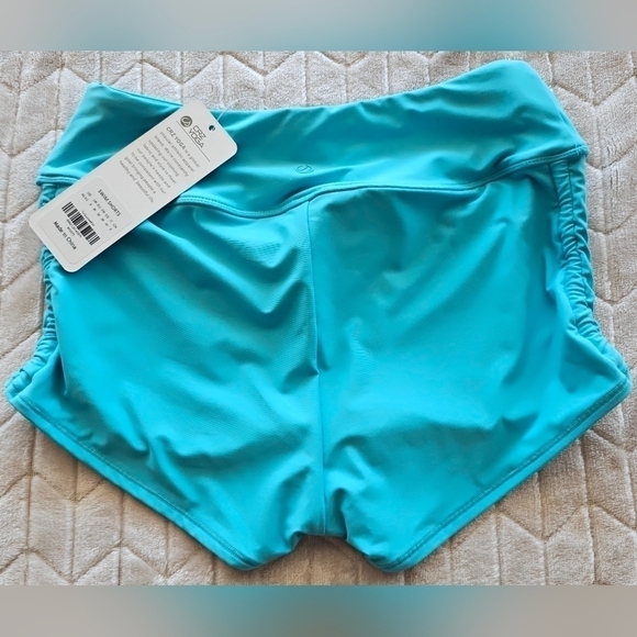 130.🆕XS CRZ YOGA High Waisted Turquoise Adjustable Ruched Side Swim Shorts - Picture 7 of 8